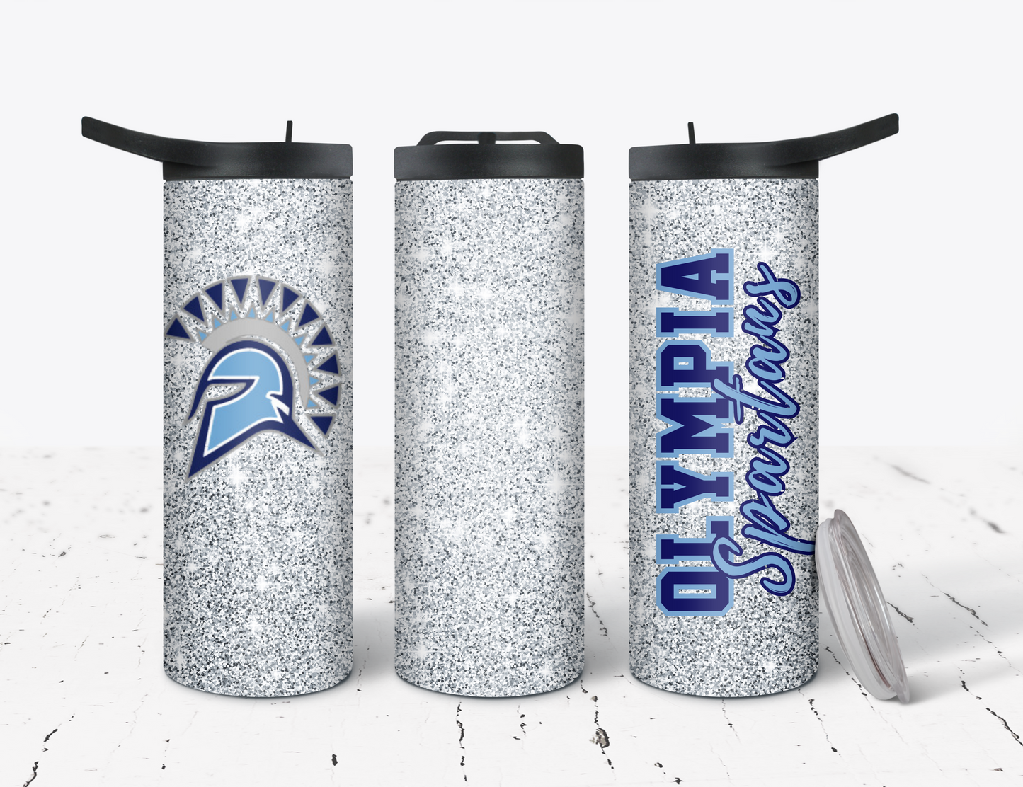 Olympia Spartans Silver Glitter 20oz Duo Tumbler