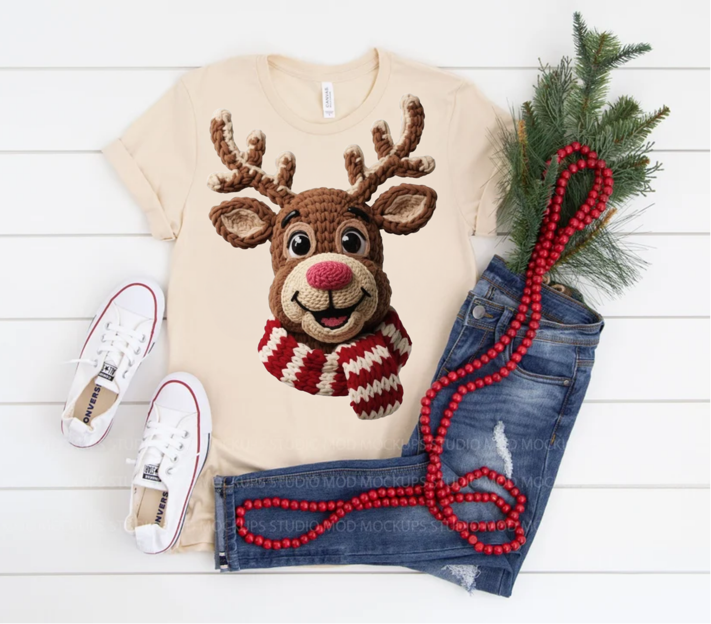 Faux Yarn Reindeer Cream