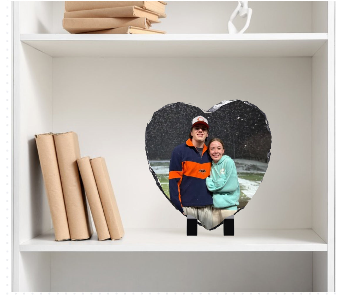 Heart Shaped Photo Stone Plaque