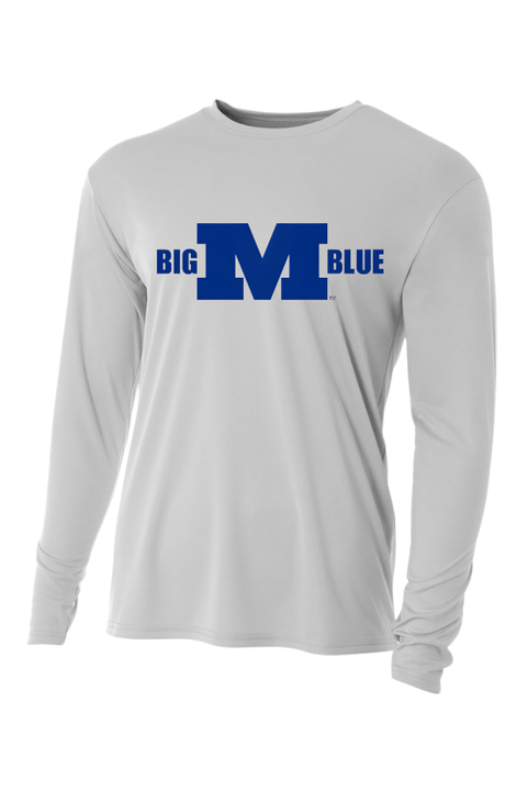 Millikin Long Sleeve Big M Blue Performance T-Shirt