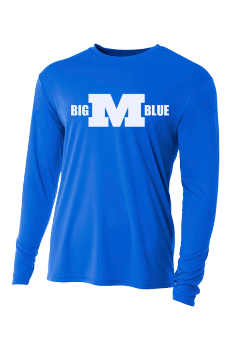 Millikin Long Sleeve Big M Blue Performance T-Shirt
