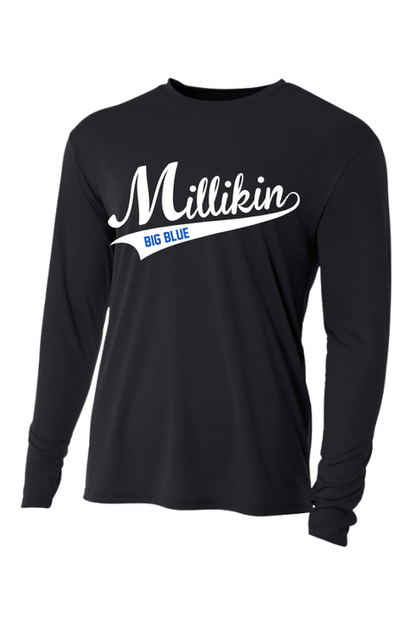 Millikin Long Sleeve Script Performance t-shirt