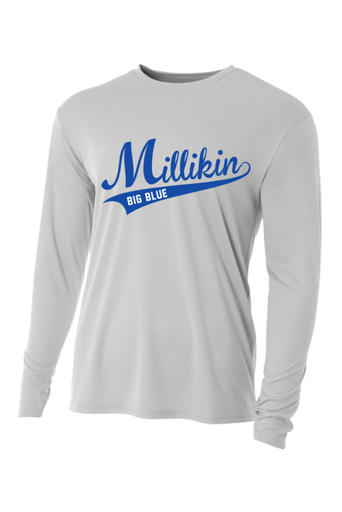 Millikin Long Sleeve Script Performance t-shirt