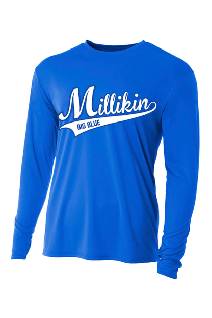 Millikin Long Sleeve Script Performance t-shirt
