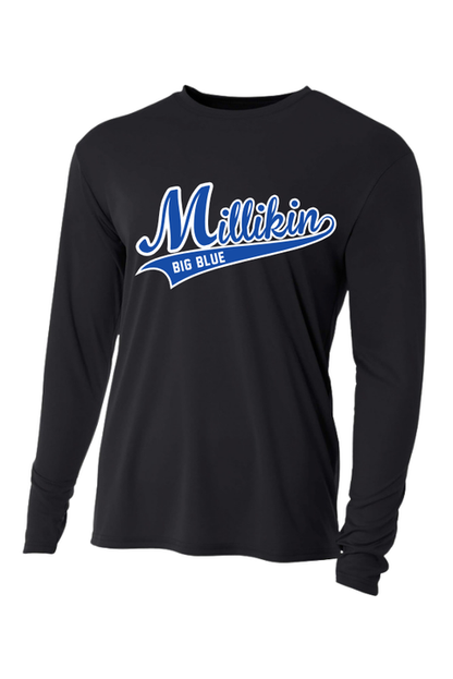 Millikin Long Sleeve Script Performance t-shirt